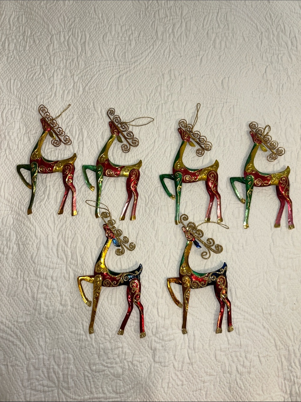 Pier 1 Multicolor Metal Reindeer Ornaments